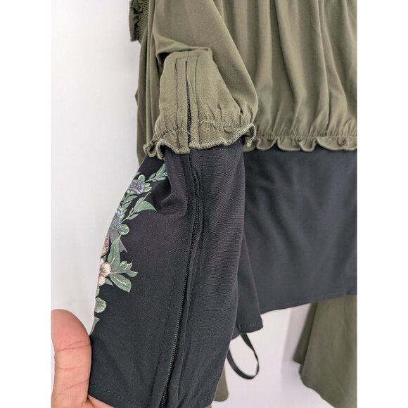 Cosmic Aura Lace Up Cold Shoulder Top Women Size 1X Bell Sleeve Whimsigoth Fairy - Picture 7 of 10